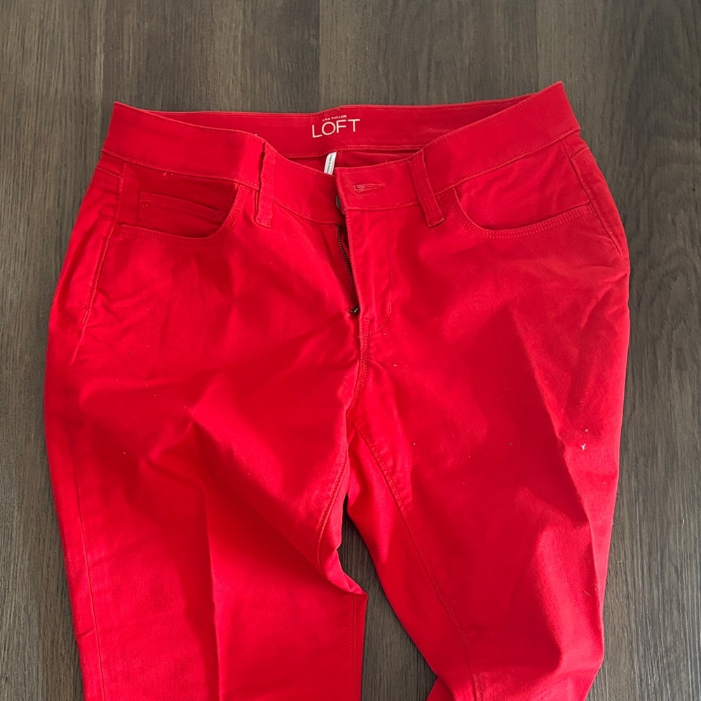 LOFT Women's Vibrant Red Skinny Jeans